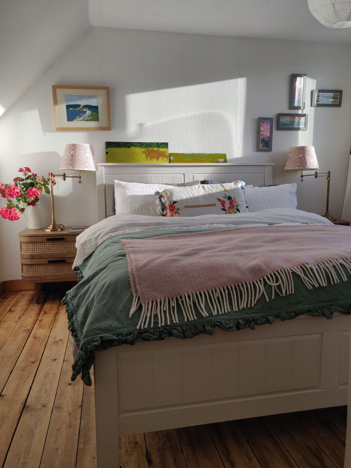 The bedroom, made up for guests